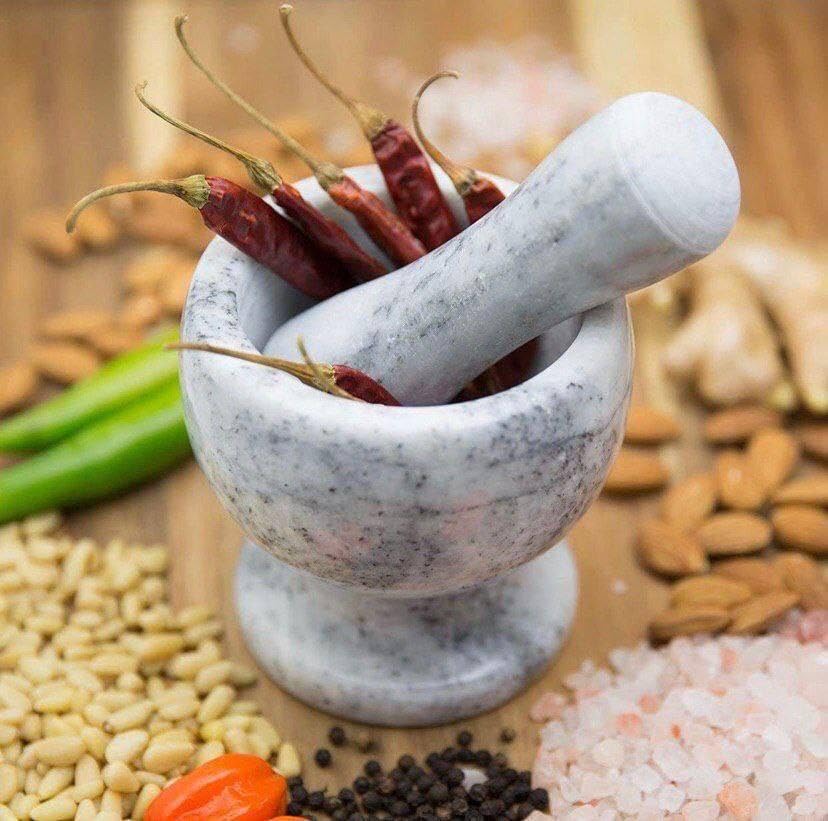 Generic Marble Mortar and Pestle Set, Kitchen Spice Grinder, White .sa
