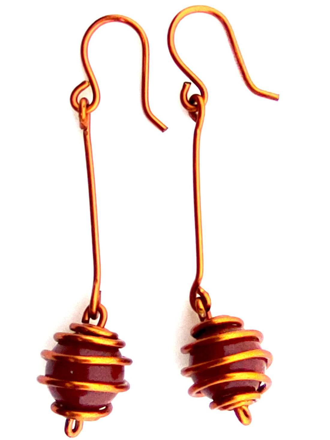 Copper and Stones Long Dangle Drop Earrings,Women earrings, earrings for women,earrings,earrings set unique,accessories,plated copper earrings (brown Brazilian Agate)