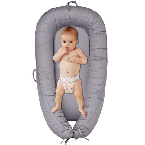 Moro Moro 3 Oenbopo Portable Baby Lounger With Pillow, Travel Newborn Lounger Mattress (Grey)