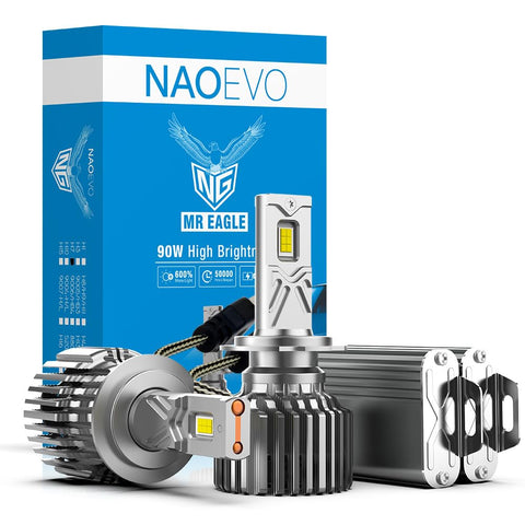 NAOEVO NG Series LED Headlight Bulbs 180 Watts / 21,600 Lumens, set of 2 Bulbs (90 + 90 Watt). (H7)