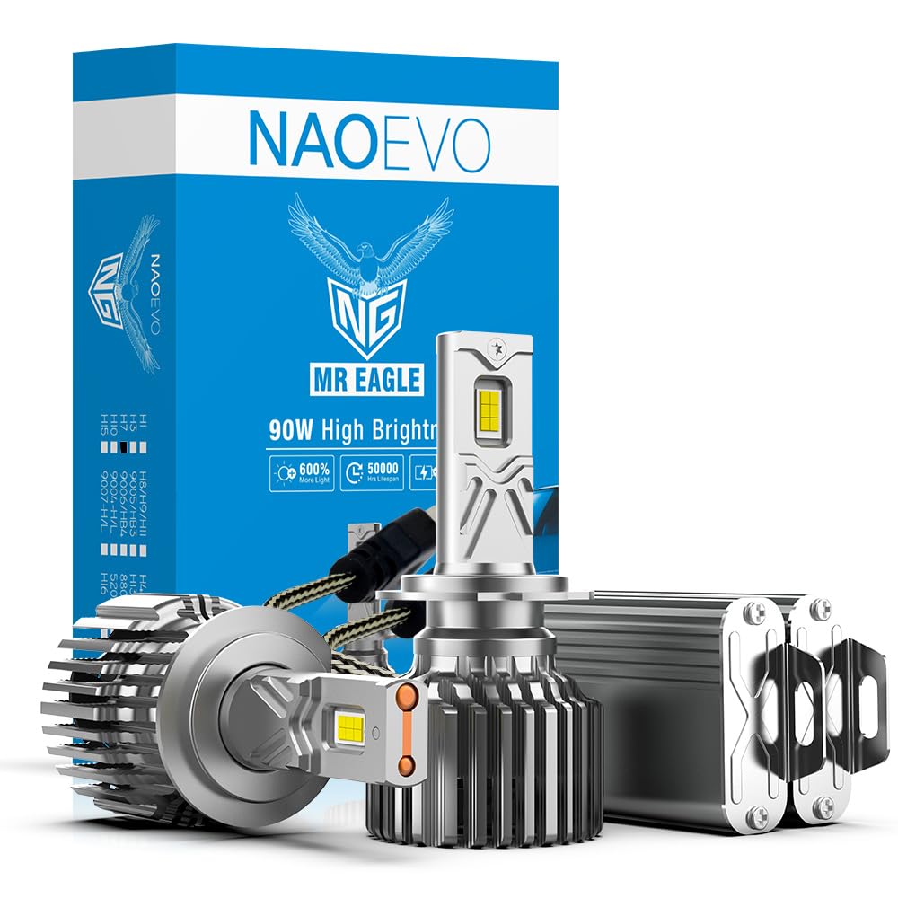 NAOEVO NG Series LED Headlight Bulbs 180 Watts / 21,600 Lumens, set of 2 Bulbs (90 + 90 Watt). (H7)