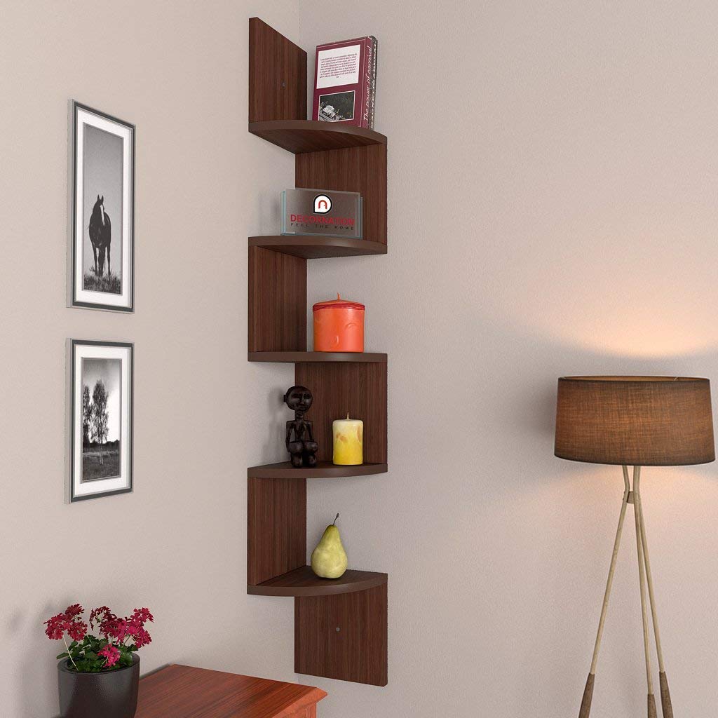 zig zag Shelves Corner 5 Tier Brown