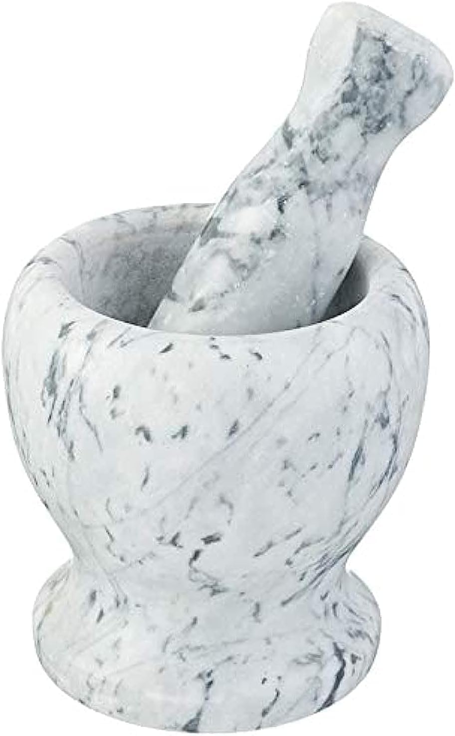 Heavy Natural Marble Mortar and Pestle – Stone Garlic Crusher for Herb Grinding, Seasoning Prep & Spice Blending – Elegant Decorative Kitchen Accessory with Durable Manual Control