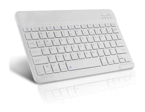 BK-100 Mini Bluetooth Keyboard Wireless Rechargeable Keyboard iOS, Android, Mac OS and Windows For Mobile, Tablet & TV Colors: (Black, White) (White)