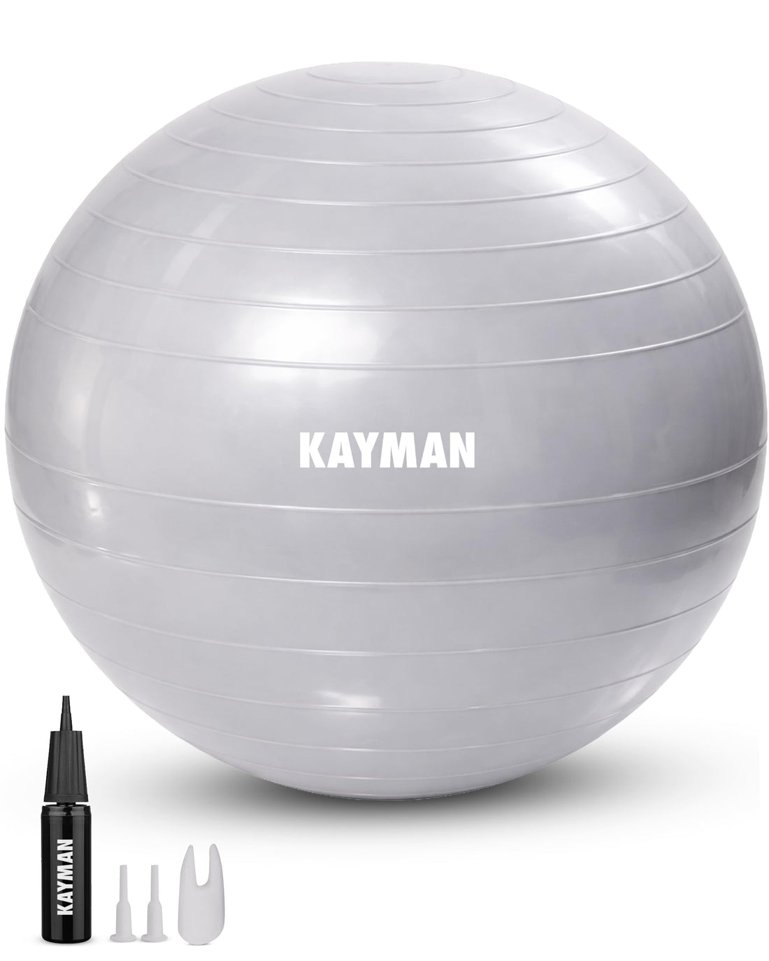 KAYMAN Exercise Ball - Anti-Burst System, Non-Slip Rings, Durable Material, Easy to Inflate, Ideal for Yoga, Pilates, Fitness, Balance Training, Gym, and Home Workouts