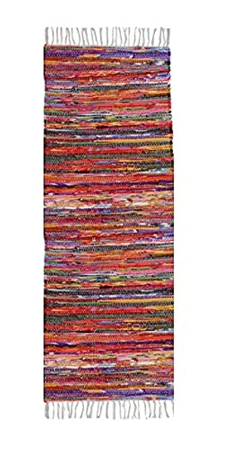 Natural Egyptian Hand Made Cotton Carpet Set Of 4 Pieces, 70x200 cm recycle material colorful rag rug KIRGRE07204