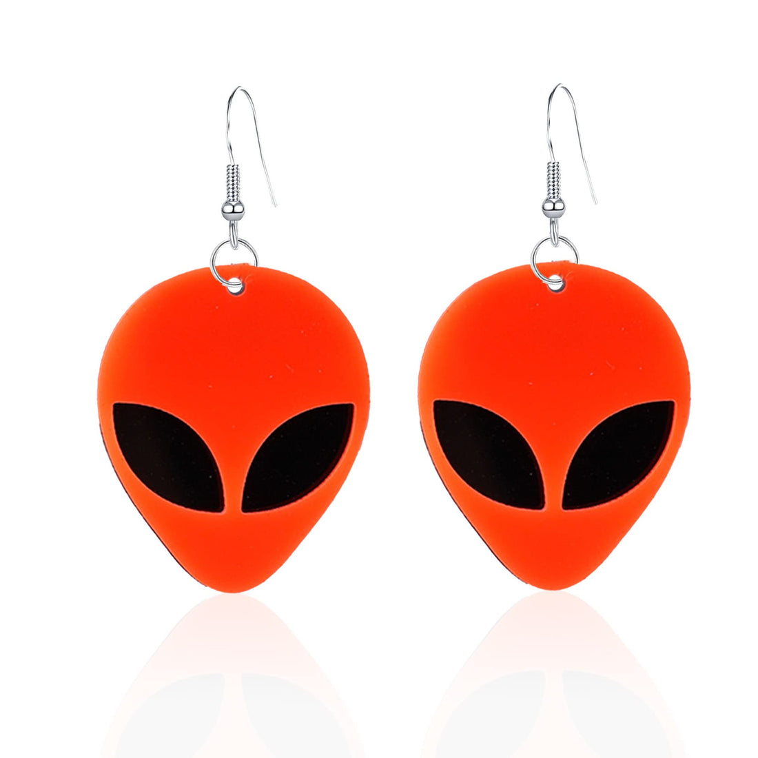 Acrylic Punk Green Alien Face Dangle Earrings Big Eye Space Aliens Statement Drop Stainless Steel Rave Earrings, Acrylic, No Gemstone