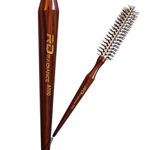 Professional Round Hair Brush with Ceramic Coated Barrel, Ionic Bristles, Handcrafted Wood Handle, Honeycomb Aluminum Core for Fast Drying and Styling, A000