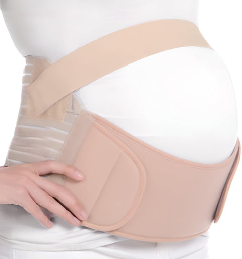 Support Belt for Moms - Essential 4 in 1 Maternity Wrap for Easing Back and Pelvic Pain, Ideal for Labor & Postpartum Relief (M-XXL) (Beige)