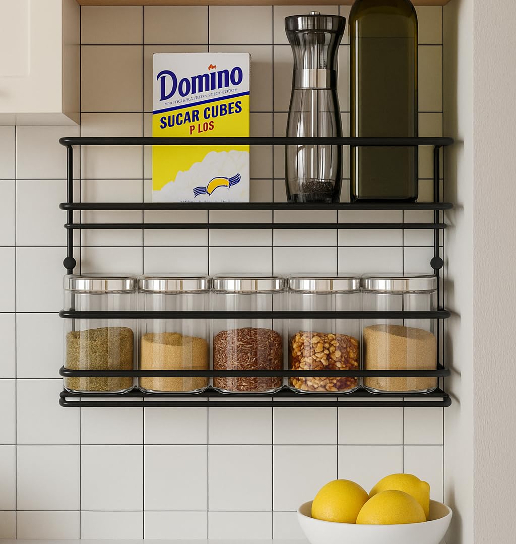 wall mounted spice jar rack 2 tiers - Sutel - Made in Turkey