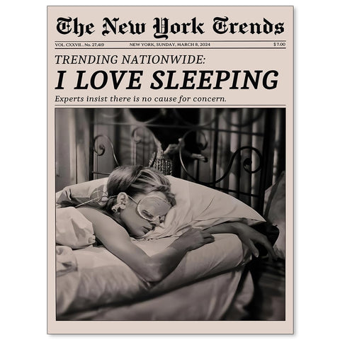 VERENIX Retro Black and White Feminist Wall Art Newspaper Aesthetic Canvas Posters Vintage Funky Girl Sleeping Prints for Girly Dorm Bedroom Wall Decor 12x16 inch Unframed