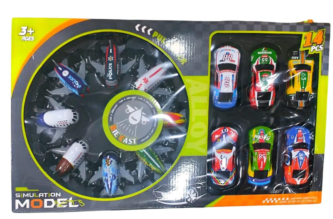 Next Store Metal Cars & Planes for Boys - 14 Piece Sports and Classic Design, Great Gift for Kids, Durable and Safe Materials for Play and Imagination