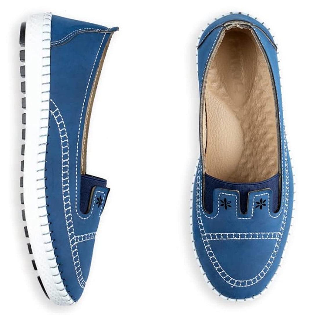 Florence 9614 Women's Casual Hand Made Flat Leather Shoes