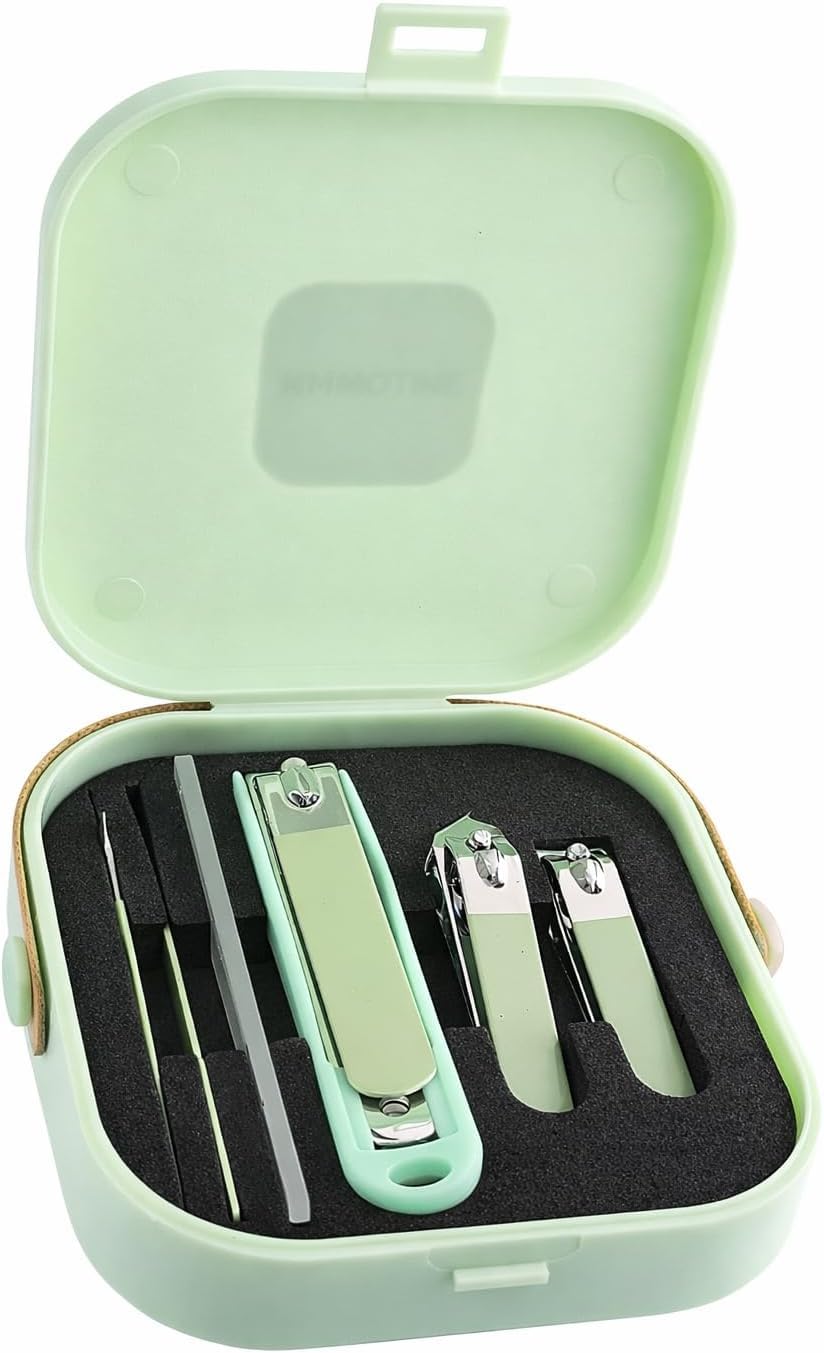 6 in 1 Stainless Steel Pedicure & Manicure Grooming Kit with Travel Case, Mini Nail Clipper Set for Fingernails & Toenails, Ultra Sharp Sturdy Cutters for Home & Travel (Multicolor)