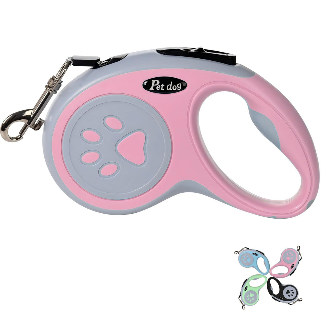 Retractable Dog Lead, VELIGOOD 5M/16FT Extendable Dog Lead with Strong Nylon Tape Tangle-Free One-Handed Brake, Pause, Lock for Small Medium Dogs (Pink)