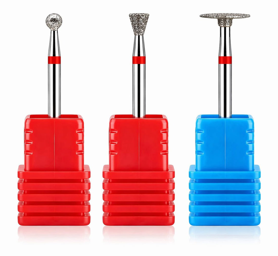 3 Pieces Diamond Nail Drill Bits Set, Ball Shape Fine Grit Cuticle Cleaner, High Strength Nail File Bits for Nail Prep, Shaping and Detail Work, Electric Manicure Pedicure Tool for Gel Acrylic Nails
