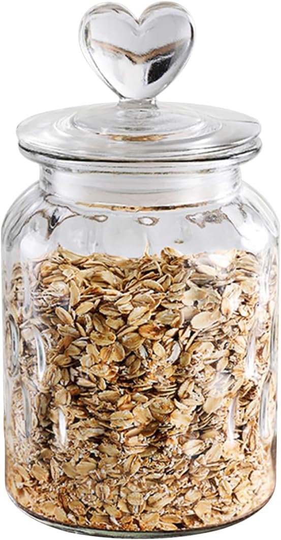 Storage Jars for Dried Fruit Transparent Sealed Jar Glass Bottle Kitchen Storage Box Dried Fruit Transparent Jar Various Beans, Snack, (1000ml)
