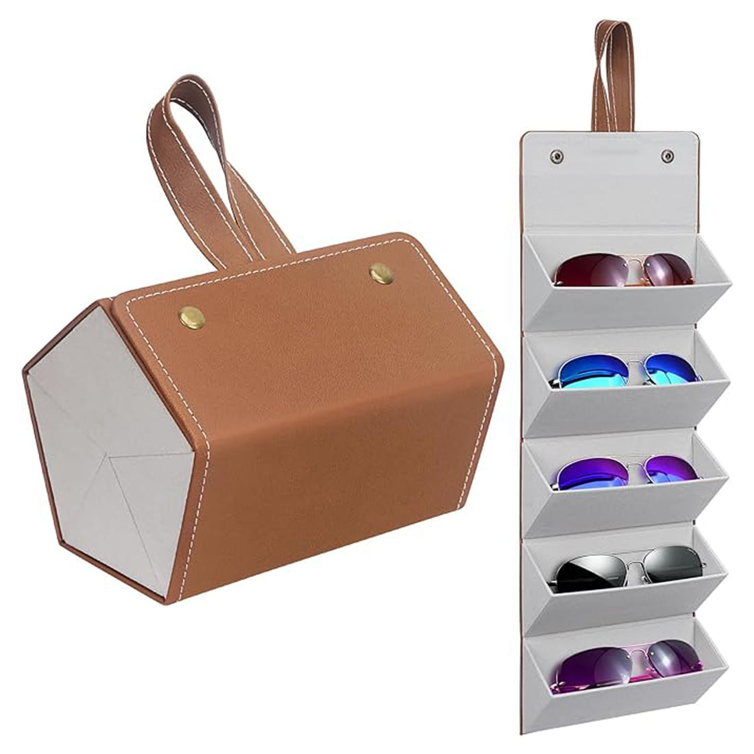 Tazweeq Sunglasses Organizer, Premium Sunglass Travel Case for Multiple Pairs, Sunglasses Travel Case with 5 Slots，Portable Multiple Sunglasses Travel Case, for Women, Men