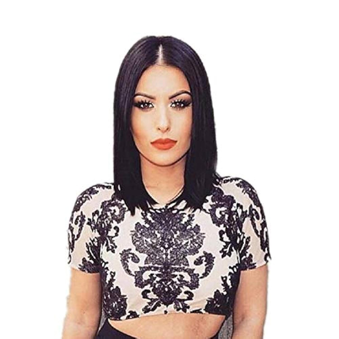 ECIF Short Hair Female Straight Face Fashion Wig 42Cm