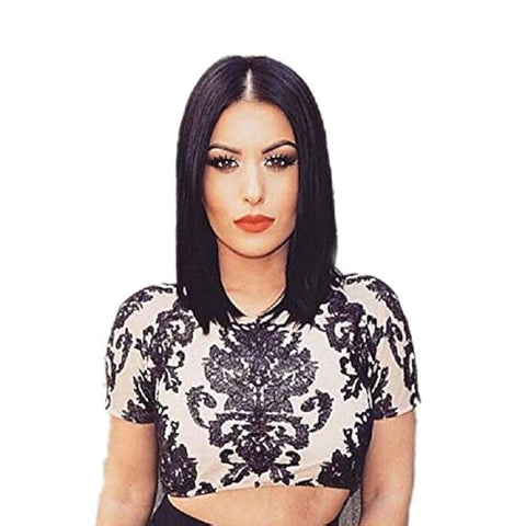 ECIF Short Hair Female Straight Face Fashion Wig 42Cm