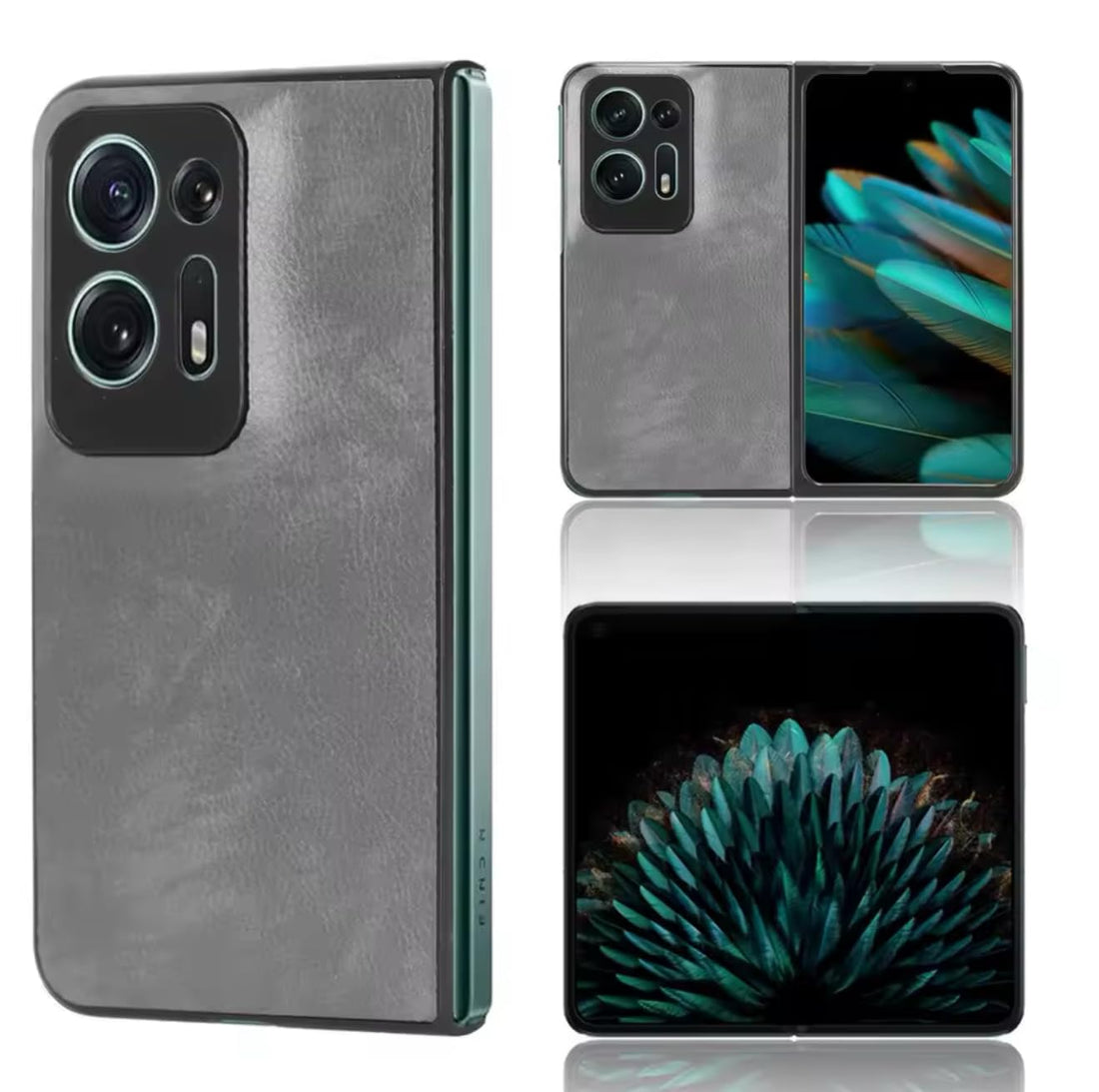 Durable Hard Rubber Case Cover For OPPO Find N2 (Gray)