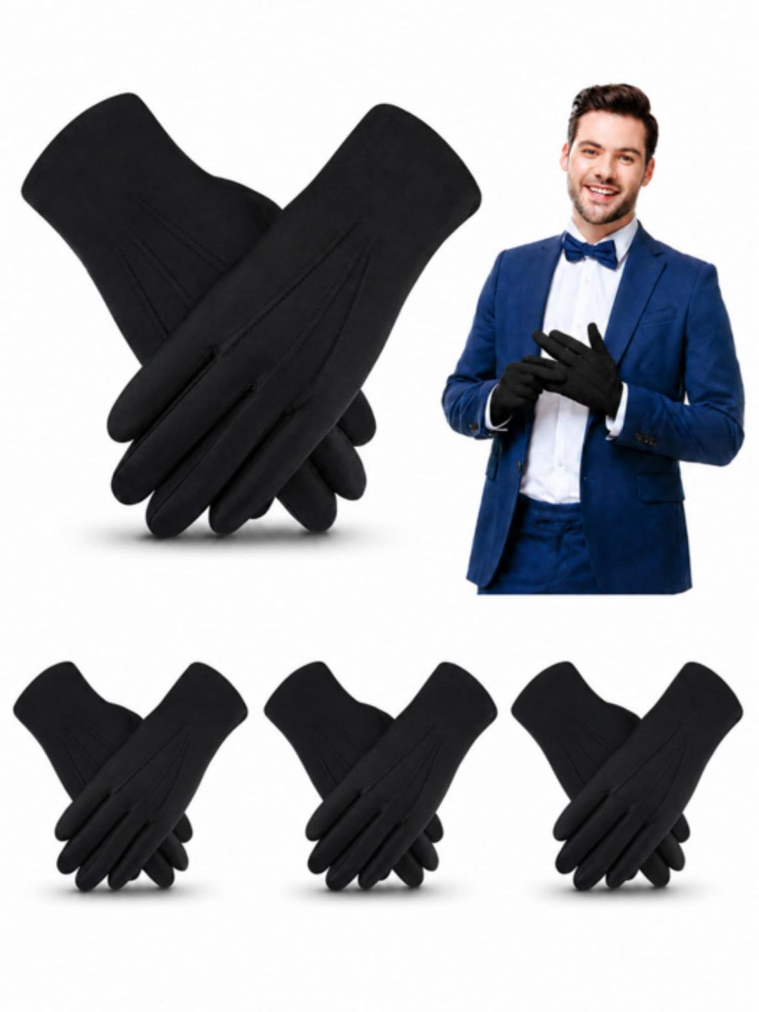 Sumind 4 Pairs Adult Uniform Gloves Spandex Gloves Dress Glove for Police Formal Tuxedo Guard Parade Costume