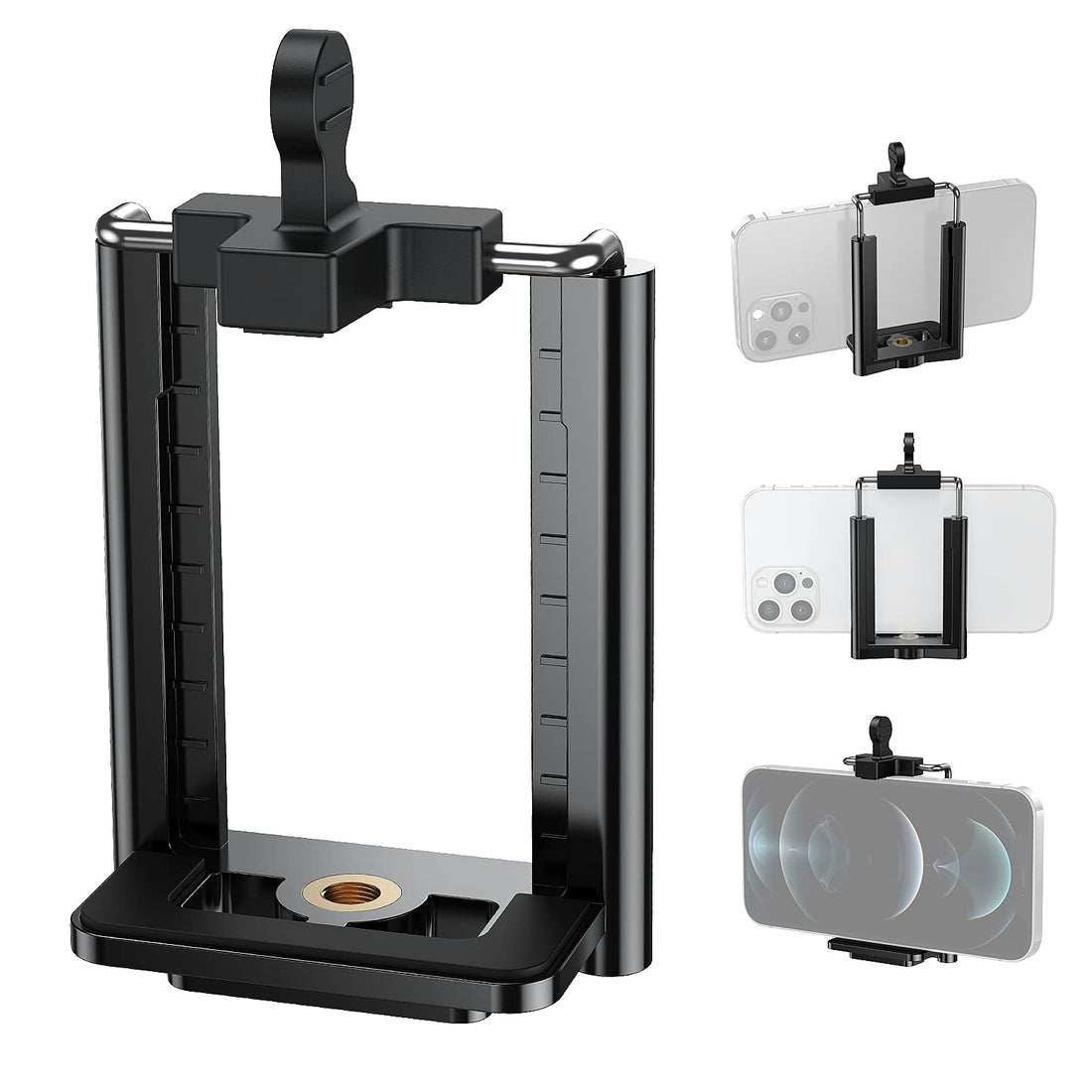 Tripod Phone Mount Adapter 1/4”Screw - Universal Adjustable Cell Phone Holder Clip for iPhone 15 14 13 12 11 Pro Max XS X Android Smartphones for Tripod Selfie Stick Light Stand
