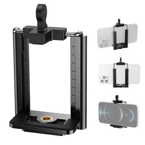 Tripod Phone Mount Adapter 1/4”Screw - Universal Adjustable Cell Phone Holder Clip for iPhone 15 14 13 12 11 Pro Max XS X Android Smartphones for Tripod Selfie Stick Light Stand