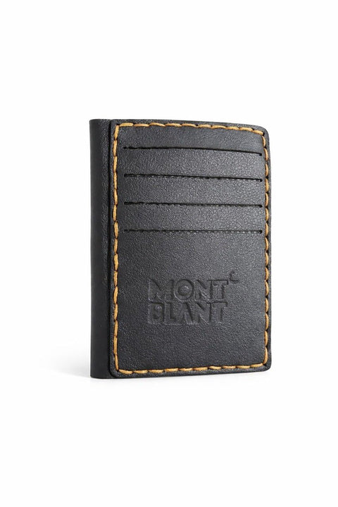 Men's Leather Multi Pocket Money Card Wallet Black Brown (Black)