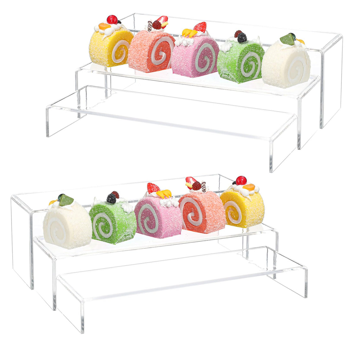 Yieach Large Clear Acrylic Risers Display Stands,6 Pcs Rectangular Display Risers for Funko Pop,Figures,Food,Showcase Collectibles Display Shelf,Retail Desktop Risers Display Stand and Decoration