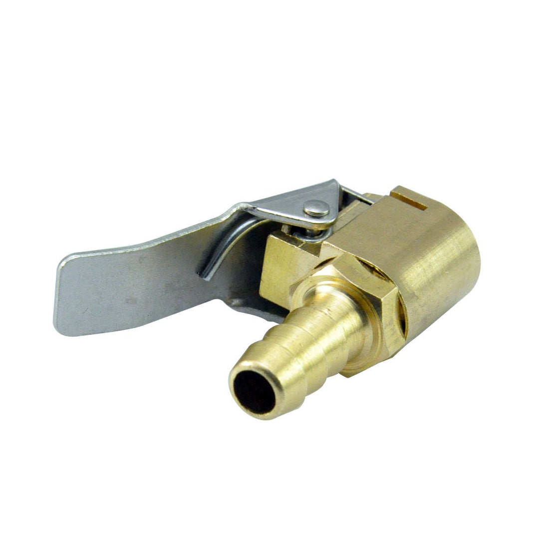 Open Flow Air Chuck with Clip, Tire Inflator Lock-on Air Chuck - Tire Inflator Valve Connector - 6mm 1/4’’ Brass