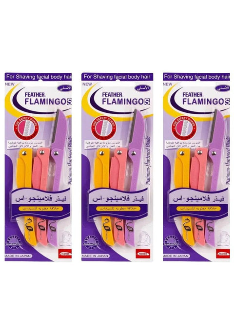 Feather Three Pieces Of 3 Flamingos Facial Touch-up Platinum for women Razor multicolour