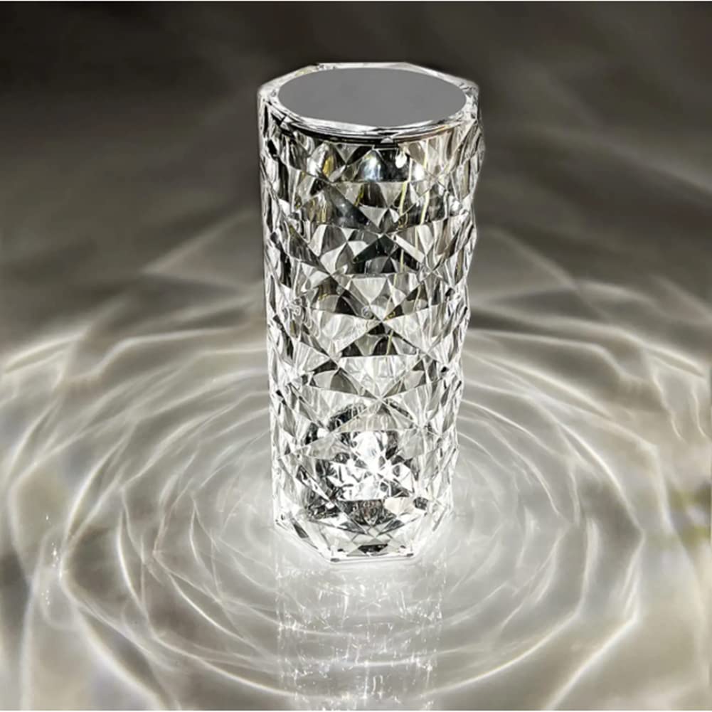LED Table Lamp Made of Crystal , Modern Creativity Acrylic Diamond Bedside Lamp Touch and Dimmable [16 Colours & 4 Modes] with Remote Control, RGB Colour Changing Night Light for Bedroom,