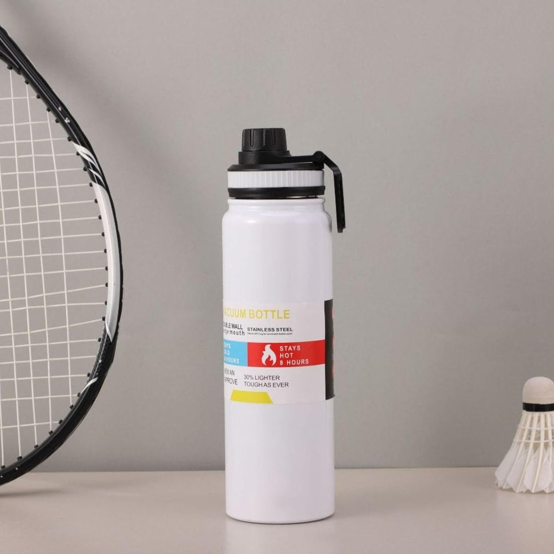 800ml Vacuum Insulated Stainless Steel Thermal Bottle, Leakproof BPA Free Coffee Water Sports Water Bottle, Travel Water Bottle for Hot or Cold Drinks (White)