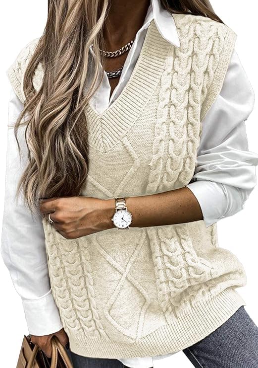 Women's Loose V-Neck Sweater | Solid Color Sleeveless Design | Stylish and Trendy Basic for All Seasons | Perfect for Layering