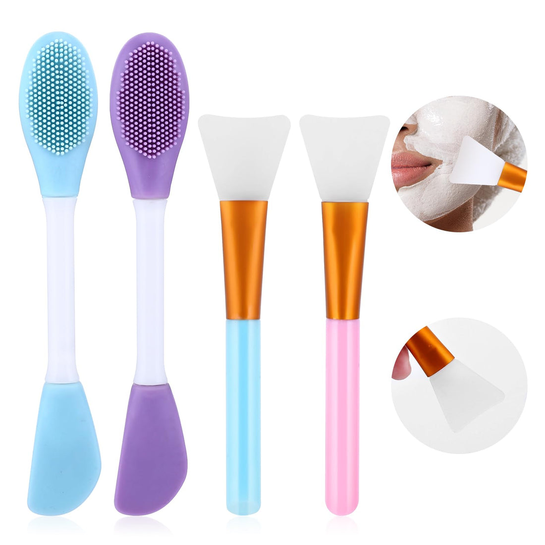Ouligay Mask Brush Set of 4 Silicone Brush Mask Brush Silicone Face Cleaning Brush Soft Face Mask Brush Applicator for Application and Cleaning Mask