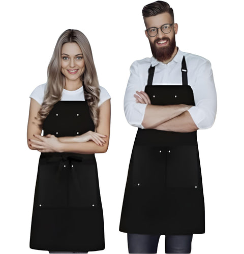 Professional Waterproof Kitchen Apron - Stylish Unisex Design - 3 Functional Front Utility Pockets - Adjustable Neck Strap Fits All Sizes - Perfect for Cooking, BBQ.