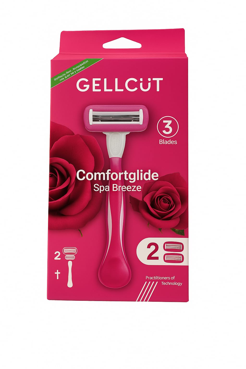 Comfortglide Spa Breeze Women's Razor, 3 Blades, 2 Cartridges, Fuschia