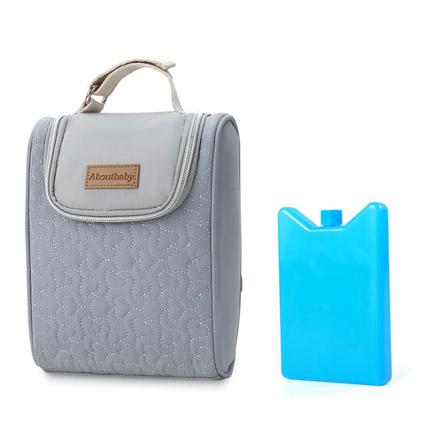 Baby Bottle Cooler Bag for Breastmilk Storage, Insulated Baby Bottle Tote with Adjustable Strap, Fits Bottles Up to 9oz, for Nursing Moms, Daycare, Work & Travel, Gift for New Moms, Grey, 6.1" x 8.2