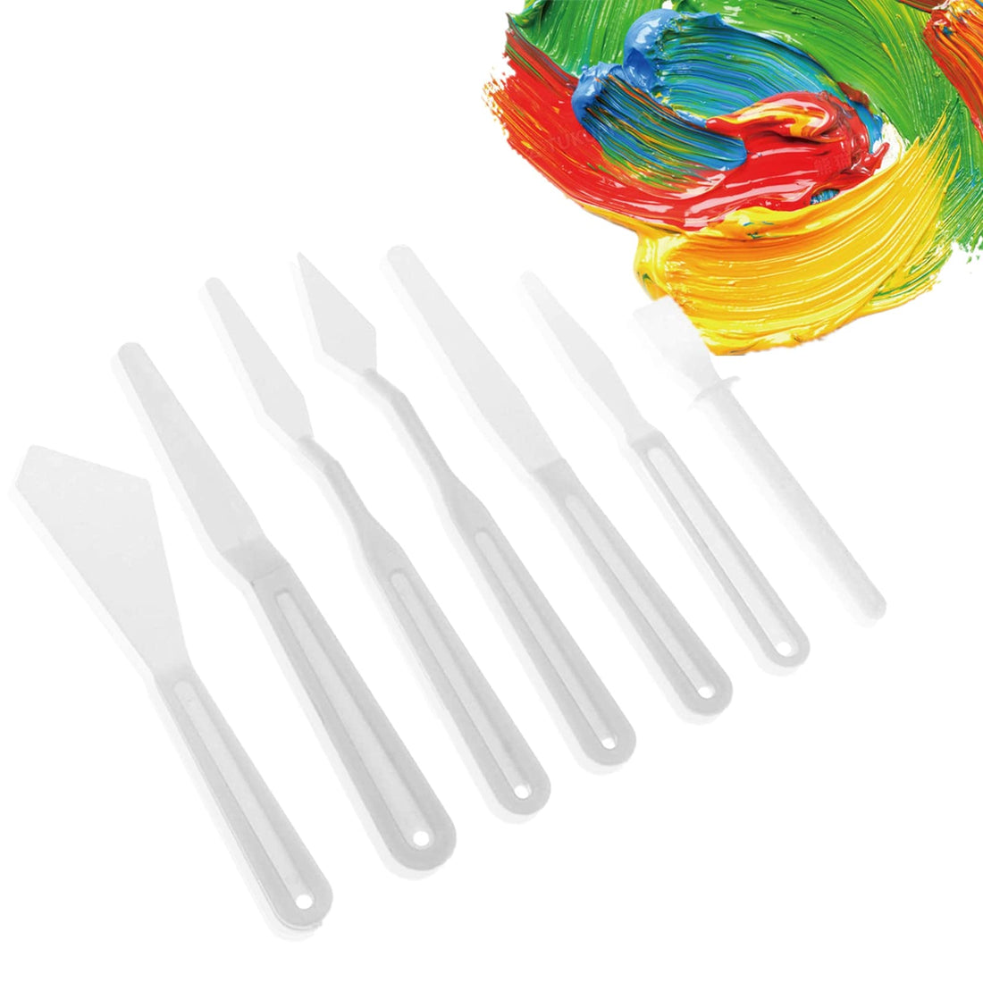 7Pcs Palette Plastic Spatula Super-Thin Flexible Plastic Palette Knives Set Art Tool for Oil Paint Painting