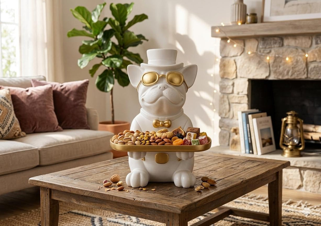 Dog-shaped nut tray - decorative serving tray for nuts and sweets for living rooms and reception tables Modern decorative serving tray for living rooms