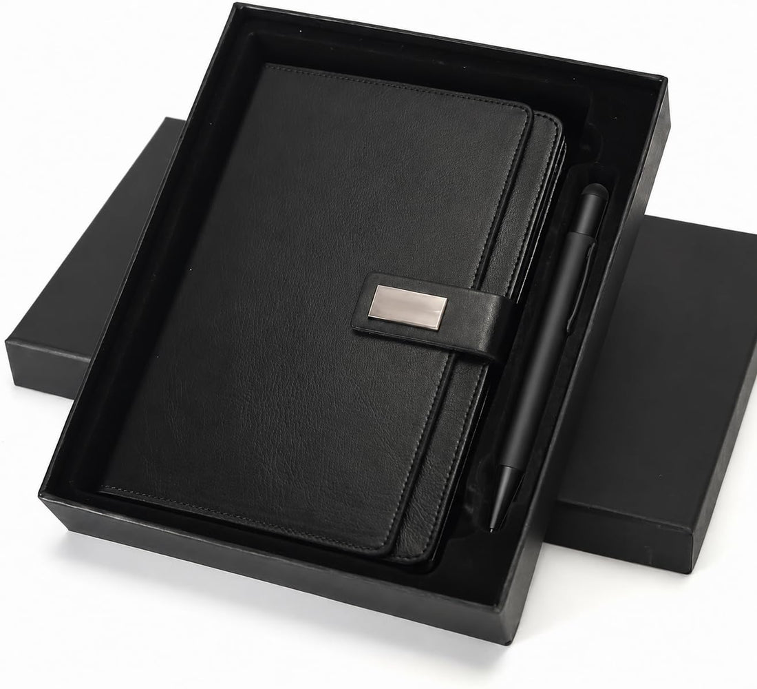 Lined Paper Planner Notebook (A5) 120 Sheets - 15 * 21 cm - Chic Metal Pen (Value Gift)