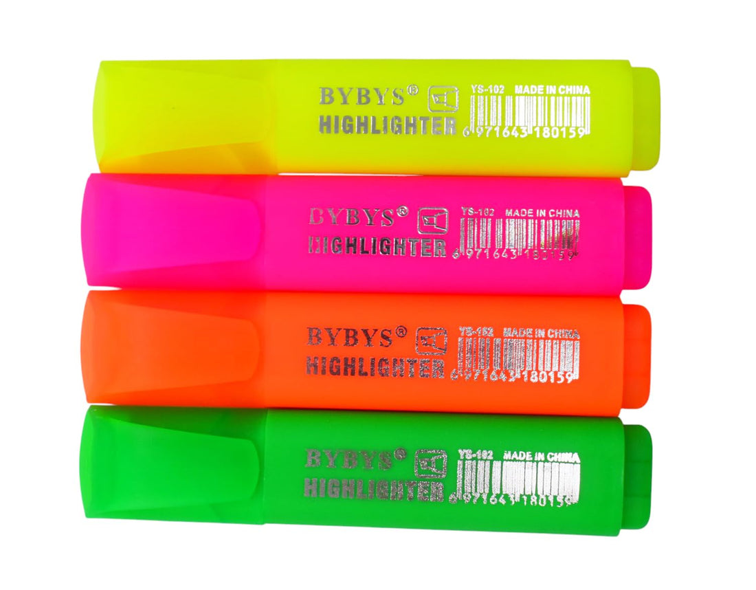 Bybys Sturdy Highlighter Set, 4 Pieces - Multicolor