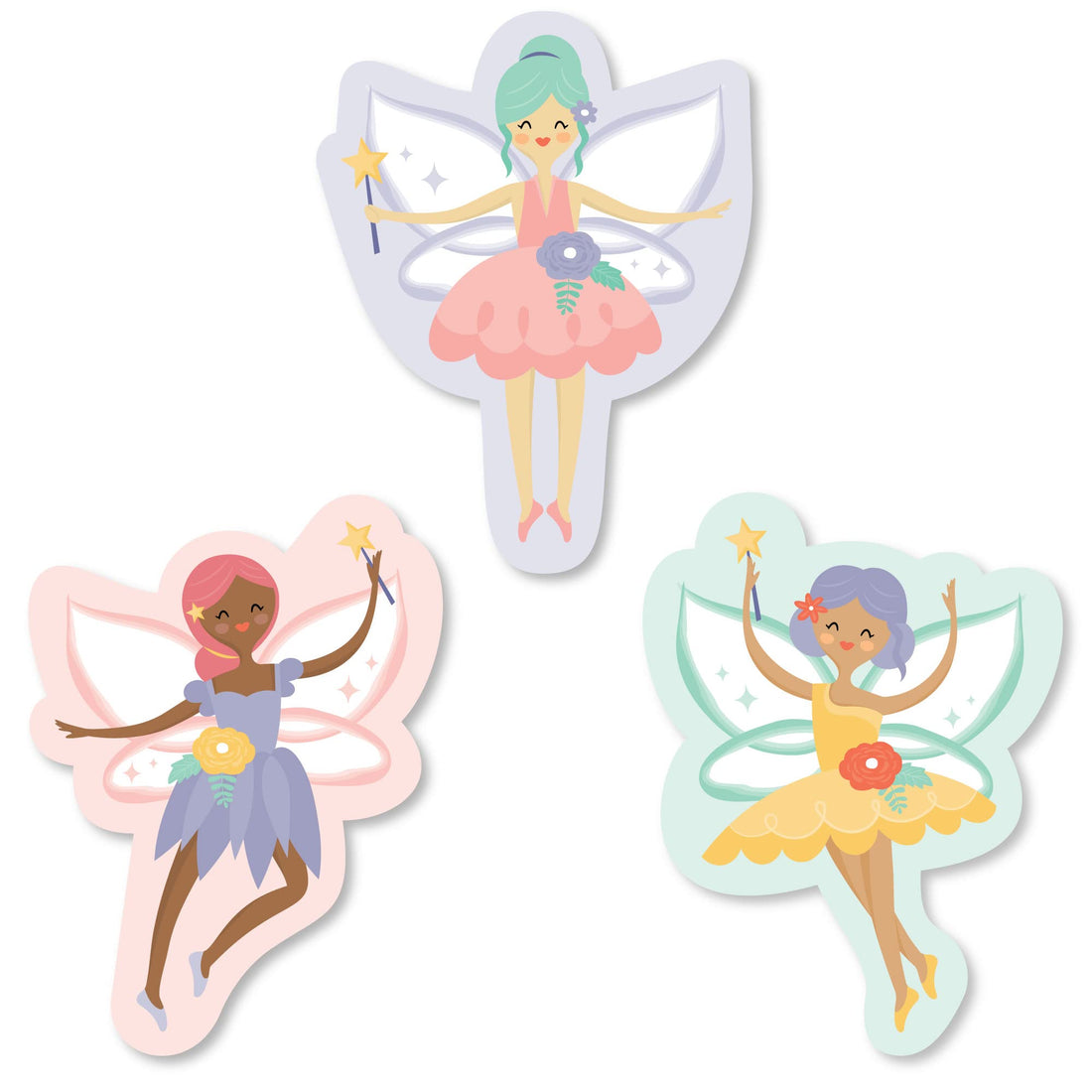 Big Dot of Happiness Let’s Be Fairies - DIY Shaped Fairy Garden Birthday Party Cut-Outs - 24 Count