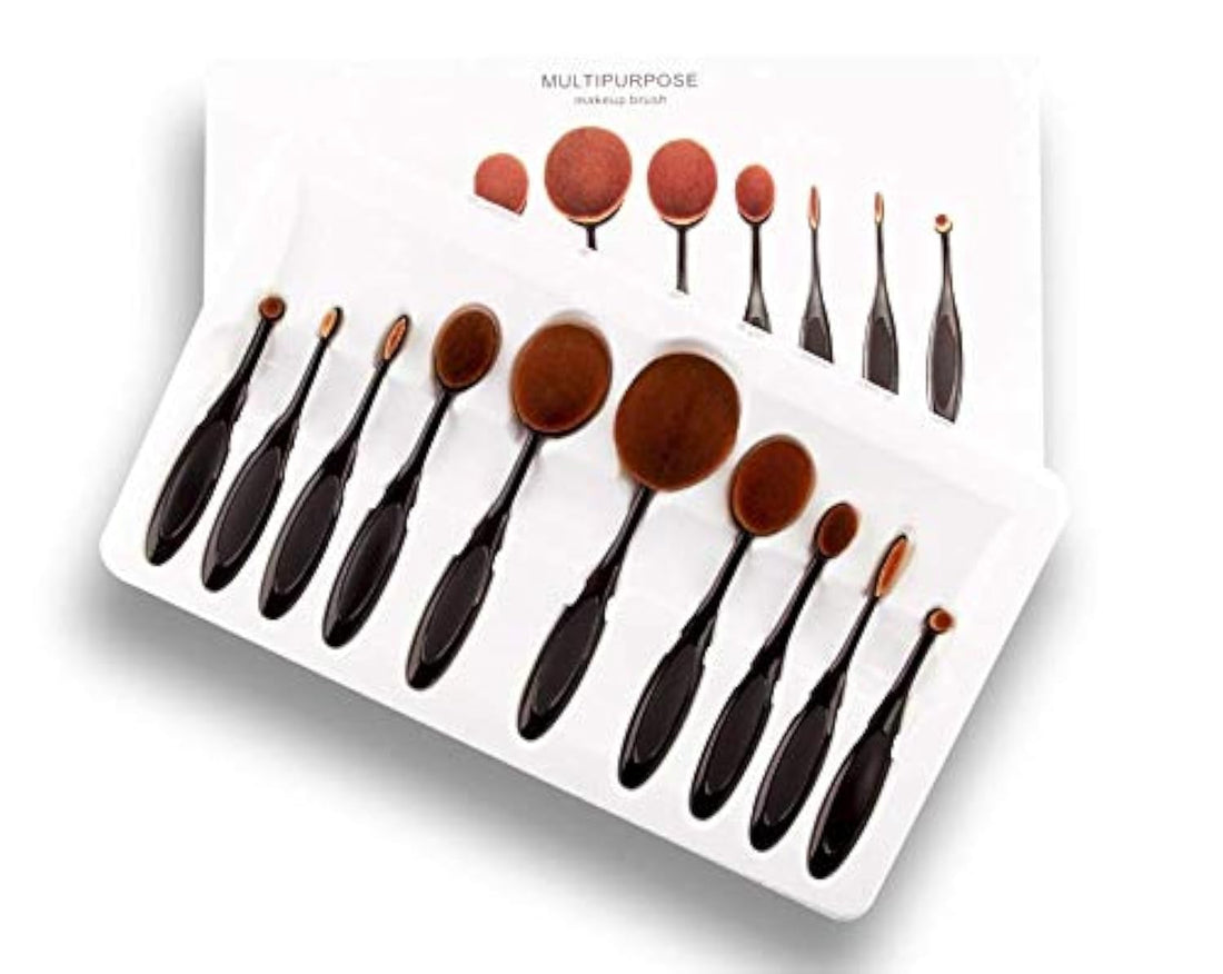 Professional Oval Makeup Brush - Set of 10