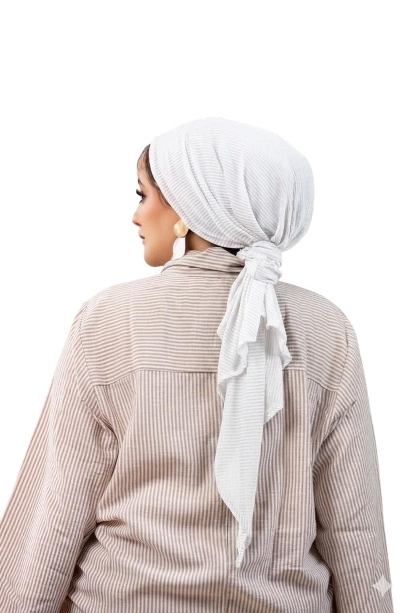 White Women Hijab Headscarf Tie Up Head Scarf Soft Fabric Fashion Stylish Look