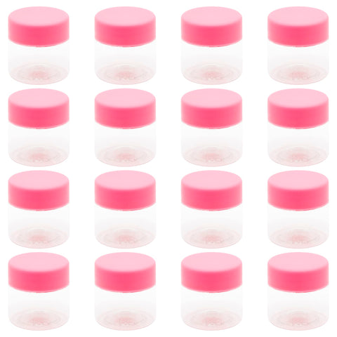 20 Pieces 30ml Clear White Plastic Jar - Pink Lid - High Quality Healthy Plastic Empty Refill Jar Storage Containers Empty Round Cans - By artistic