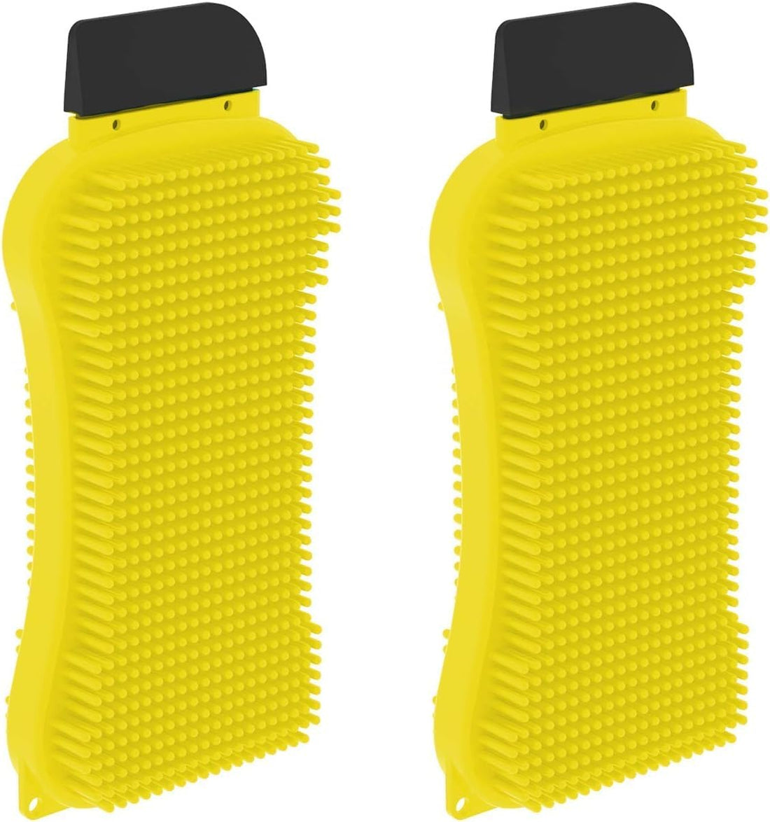 Reusable Silicone Dishwashing Sponge Set of 2, 3-in-1 Kitchen Scrubber with Soap Dispensing Feature, Built-In Scraper, Large Cleaning Sponge for Dishes, Pots, Pans and Sinks