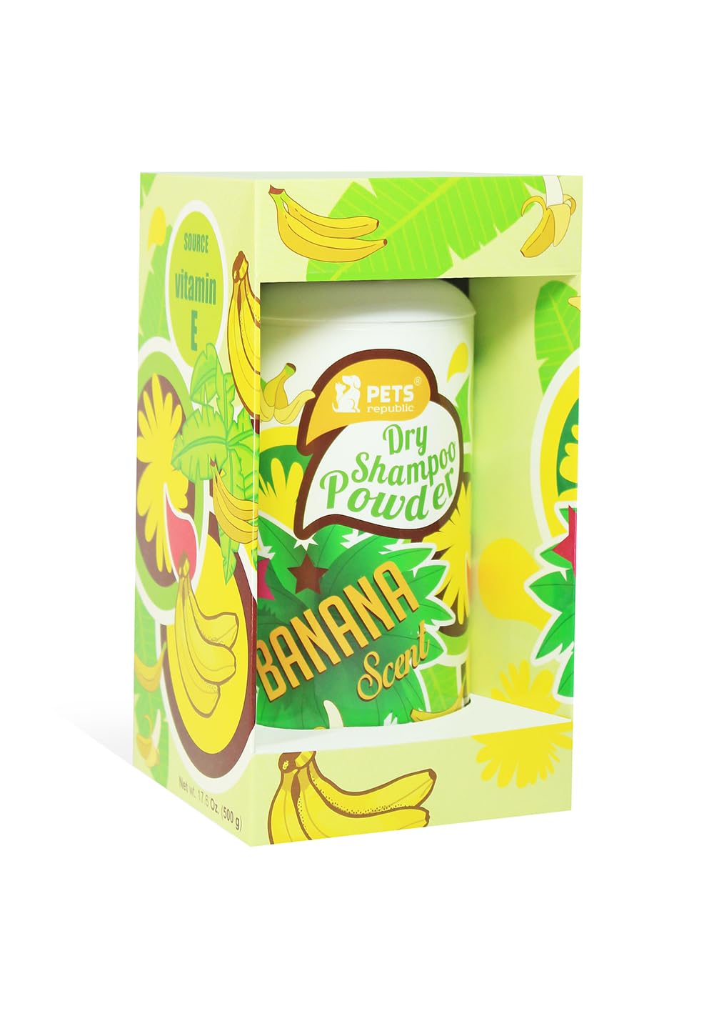 Pets Republic Dry Shampoo Powder, Banana Scent, 500g, For Dogs and Cats, No-Rinse Formula