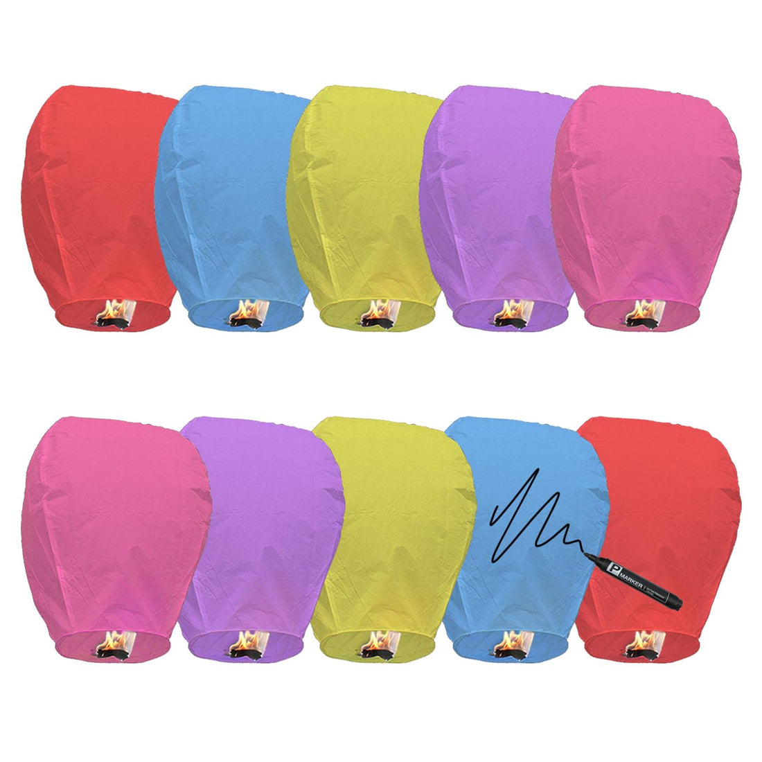 CHAO LA Chinese Sky Lanterns to Release(10 Pack), 100% Biodegradable Paper Memorial Sky Lanterns, Eco Friendly Outdoor Flying Lanterns Suitable for Weddings - Anniversaries or Other Events, Coloured